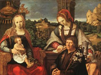 Lucas Van Leyden : Madonna and Child with Mary Magdalene and a Donor
